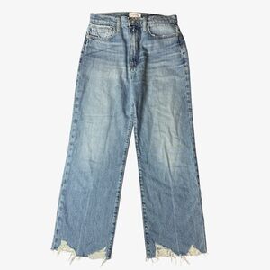 Frame Women's Le Jane Crop Denim Cropped Wide Leg Jeans Frayed, Blue, Size 27